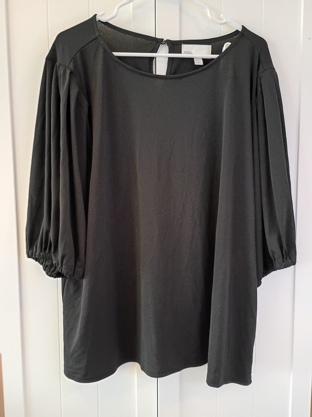 Nordstrom Black Long Sleeve Blouse with Gathered Cuffs